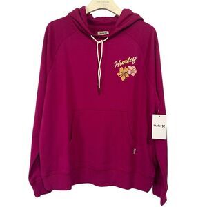 Hurley Tide Pool Easy Raglan Hoodie Pullover Sweatshirt Womens Medium Pink